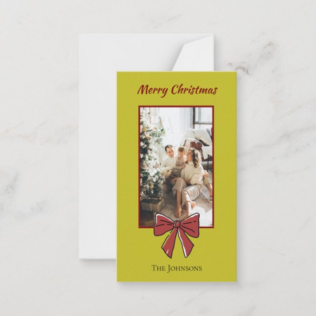 Merry Christmas Personalised Note Card | Red Bow (Front)