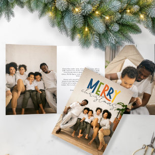 Merry Christmas Personalised Photo And Text Tri-Fold Holiday Card