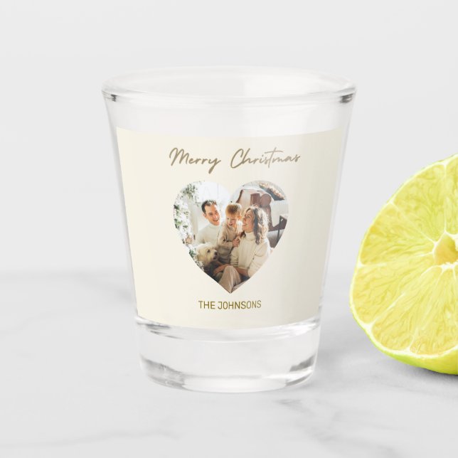 Merry Christmas Personalised Photo Shot Glass (Front)