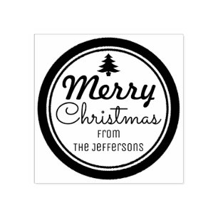 Merry Christmas Personalised Rubber Stamp