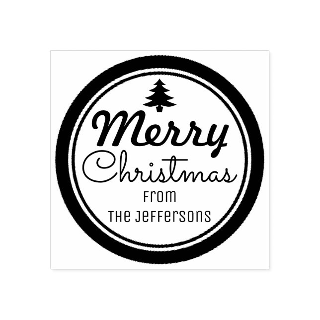 Merry Christmas Personalised Rubber Stamp (Imprint)