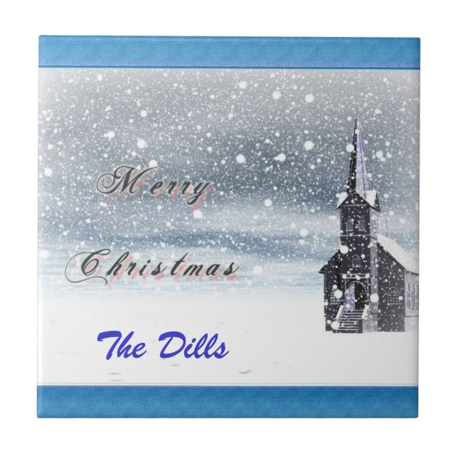 Merry Christmas Personalised Tile Template (Front)