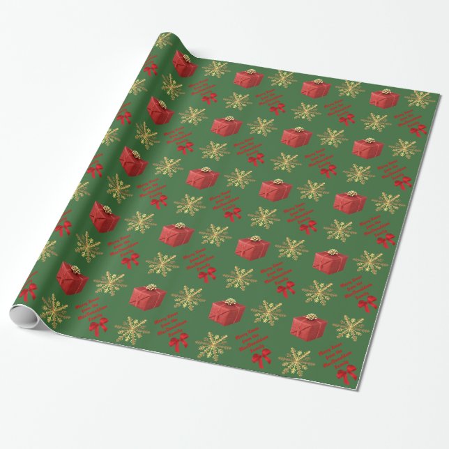 Merry Christmas personalised Wrapping Paper (Unrolled)