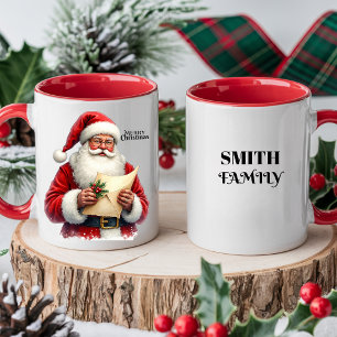 Merry Christmas Personalized Last Name. Vintage Mug