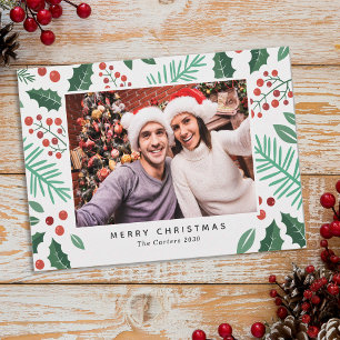 Merry Christmas Personalized Photo Greeting Holiday Card