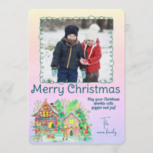 Merry Christmas Personalized Photo Holiday Invitation
