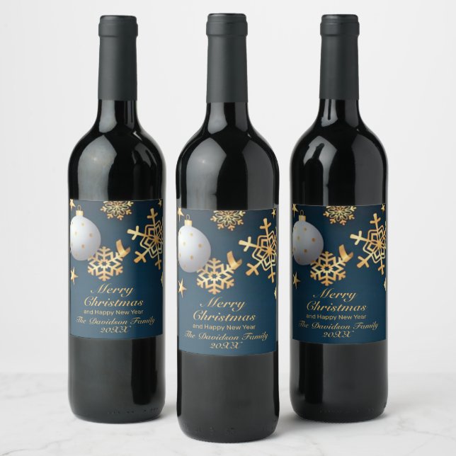 Merry Christmas Personalized Wine Label (Bottles)