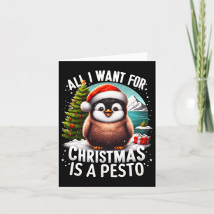 Merry Christmas Pesto The Penguin Funny Ba  Card