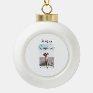 Merry Christmas pet dog cat photo holiday gifts lo Ceramic Ball Christmas Ornament