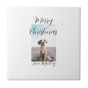 Merry Christmas pet dog cat photo holiday gifts lo Ceramic Tile