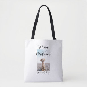 Merry Christmas pet dog cat photo holiday gifts lo Tote Bag