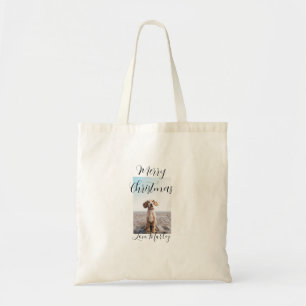 Merry Christmas pet dog cat photo holiday gifts lo Tote Bag