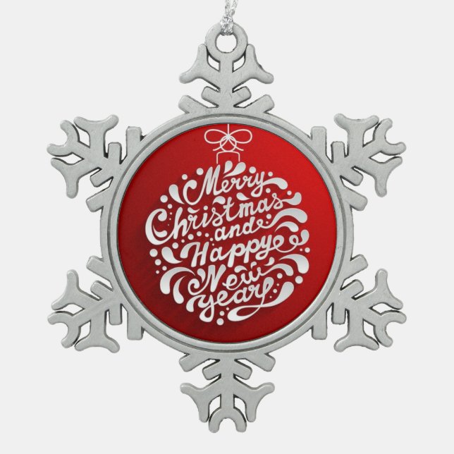 Merry Christmas Pewter Christmas Ornament (Front)