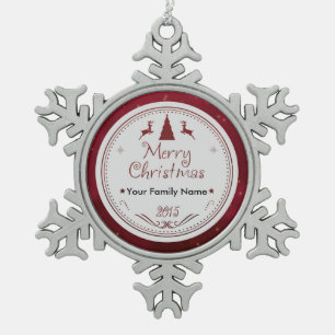 Merry Christmas Pewter Ornament - Just Add Name