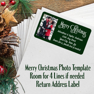 Merry Christmas Photo 4 Line Return Address Label