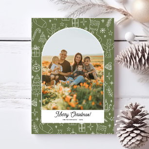 Merry Christmas Photo Arch, Fun Doodle Drawings Holiday Card