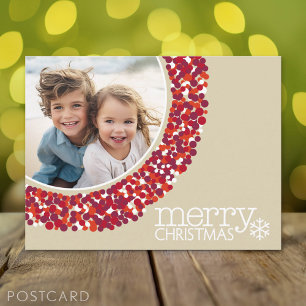 Merry Christmas - Photo - Berry wreath Holiday Postcard