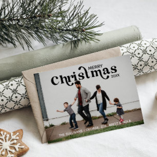 Merry Christmas Photo Card Black