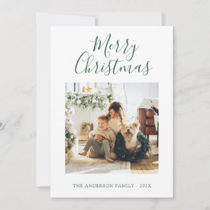Merry Christmas Photo Card Green Minimalist