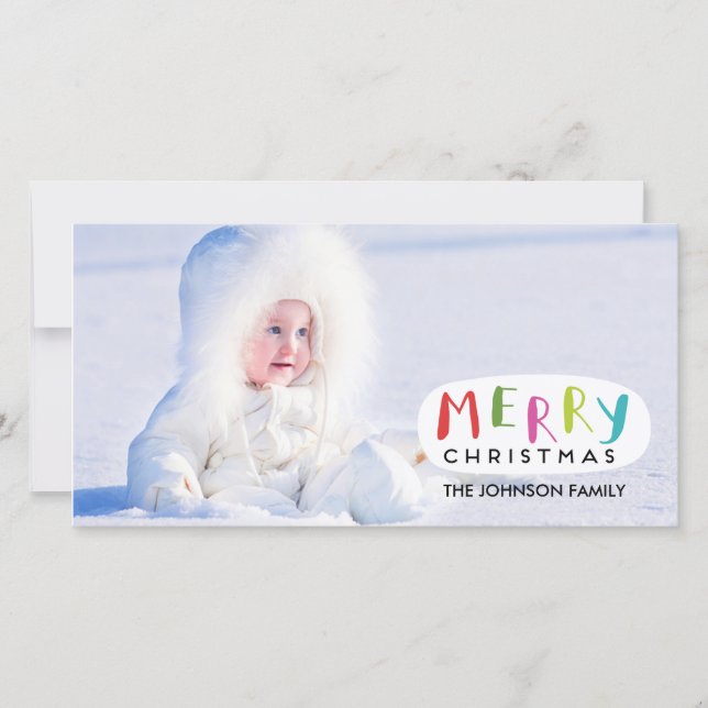 Merry Christmas Photo Card | Hand Lettered (Front)
