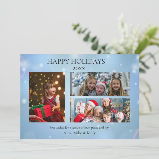  Merry Christmas Photo Card three Pictures (Standing Front)
