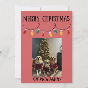 Merry Christmas Photo Card with Christmas Lights