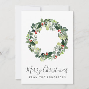 Merry Christmas Photo Card with Christmas Wreath