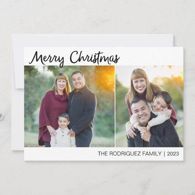 Merry Christmas Photo Card with Two Pictures (Front)
