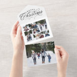 Merry Christmas photo collage black white trifold All In One Invitation<br><div class="desc">Send one of a kind Christmas greetings with this unique holiday photo card. Featuring an elegant type treatment saying "Merry Christmas" along with a collage of seven photos, this design also features a detachable section with a single photo. Include a family update on the back. Best of all, this can...</div>