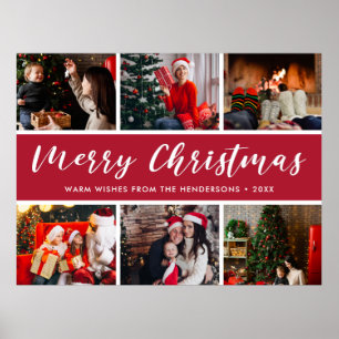 Merry Christmas Photo Collage Calligraphy Poster