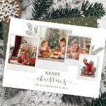 Merry Christmas Photo Collage Holiday Card<br><div class="desc">Featuring a 4 photo collage and a modern Merry christmas script typography you can easily change to add your family name and photos. An elegant design to send to friends and family this Holiday season.</div>