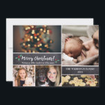 Merry Christmas, Photo Collage, Modern Script Holiday Card<br><div class="desc">Your beautiful family photos deserve to be shared during this time of year as you send warm wishes. Customise this modern design & personalise with your family greeting. Find the other pieces from the collection.</div>