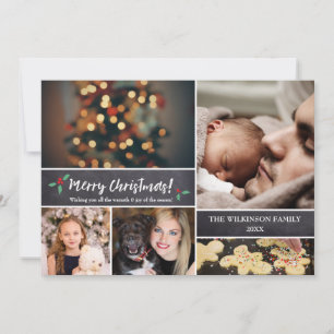 Merry Christmas, Photo Collage, Modern Script Holiday Card