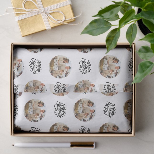 Merry Christmas Photo Collage Personalized  Tissue Paper (Gift)