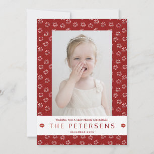 Merry Christmas photo collage red modern Holiday Card