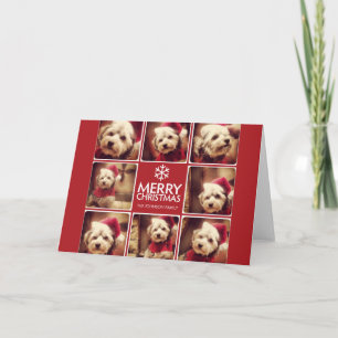 Merry Christmas Photo Collage Red White Holiday Card