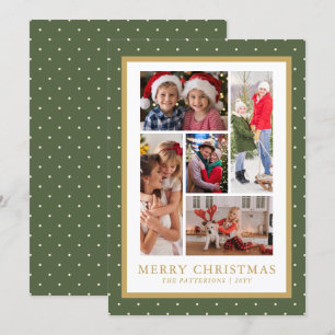 Merry Christmas Photo Collage Simple Modern Holiday Card
