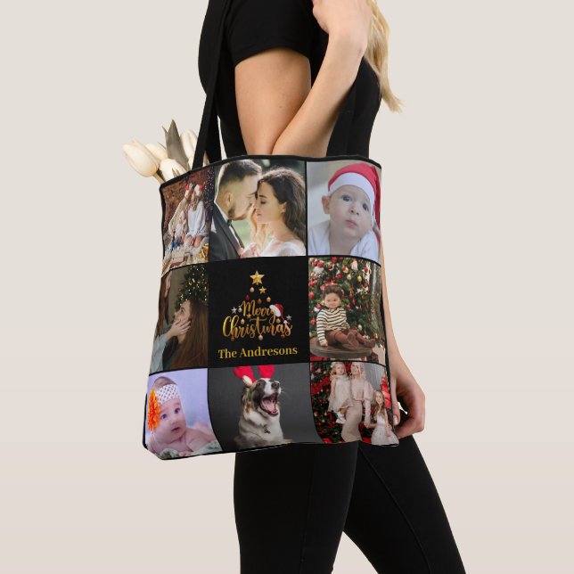 Merry Christmas Photo Collage Tote  (Close Up)