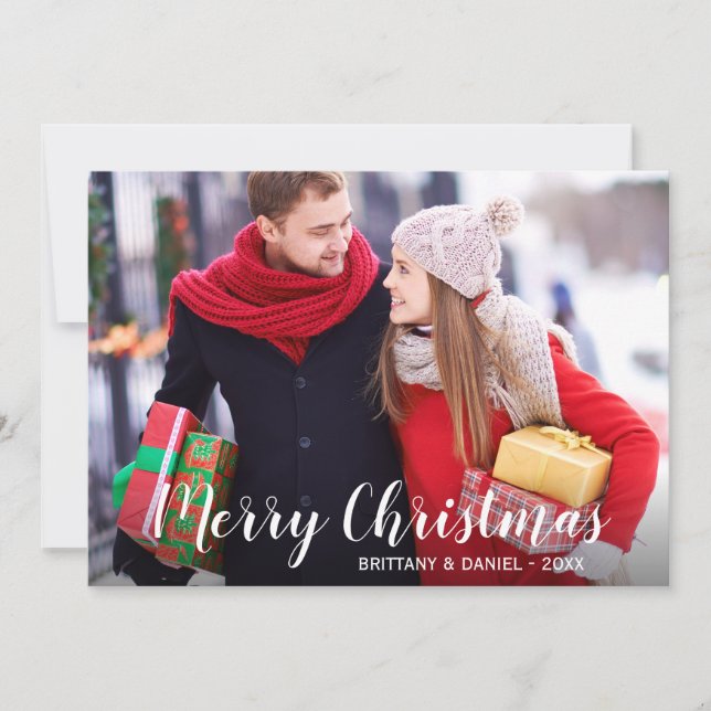 Merry Christmas Photo Couple Card WSt (Front)