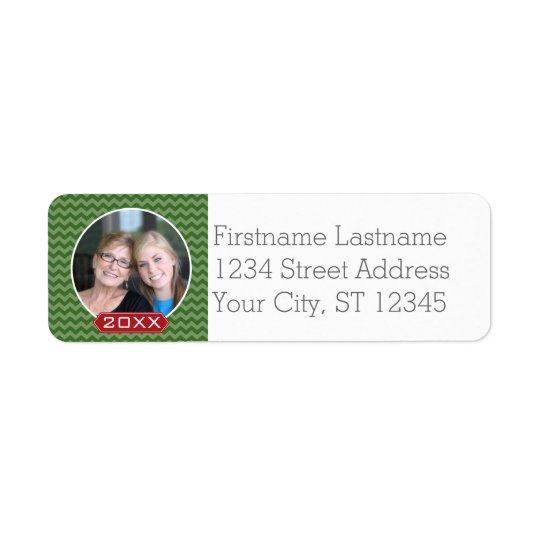 Merry Christmas Photo Custom Year - Green Red Return Address Label