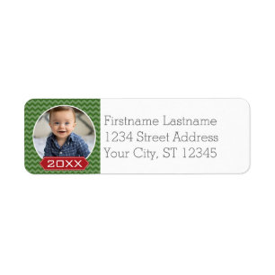 Merry Christmas Photo Custom Year - Green Red Return Address Label