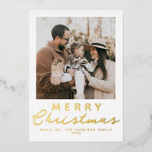 Merry Christmas Photo Elegant Modern Foil