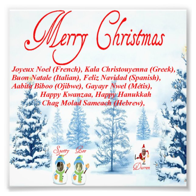 Merry Christmas Photo Enlargement Print (Front)
