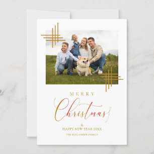 Merry Christmas Photo Family Minimalist Golden Card