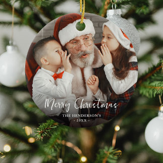 Merry Christmas Photo Festive Bauble Ceramic Ornament