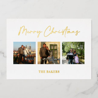 Merry Christmas Photo  Foil Holiday Card