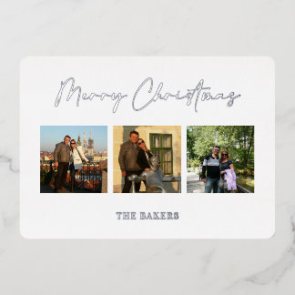 Merry Christmas Photo  Foil Holiday Card