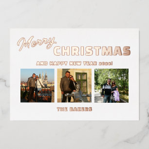 Merry Christmas Photo  Foil Holiday Card