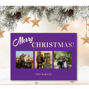 Merry Christmas Photo  Foil Holiday Card