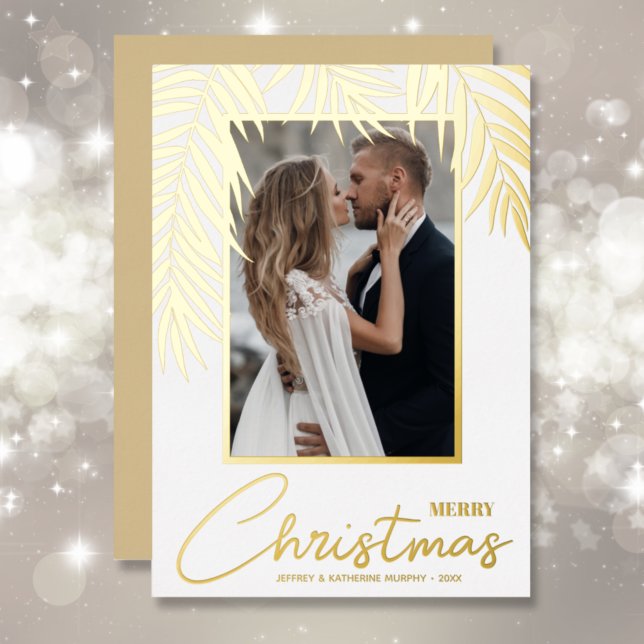 Merry Christmas Photo Foil Holiday Card (Creator Uploaded)